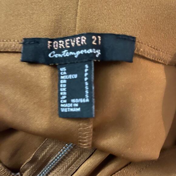 Forever 21 slacks pants trousers women's small brown mustard high waist zip frnt - Picture 6 of 12